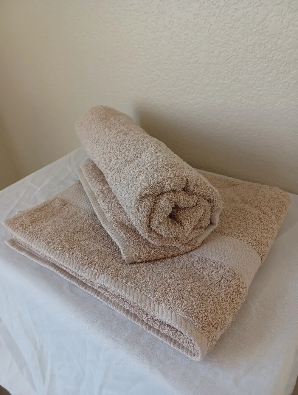 NWT 2 PIECE SET The Big One Bath Towel 100% Cotton Terrycloth Tan 55